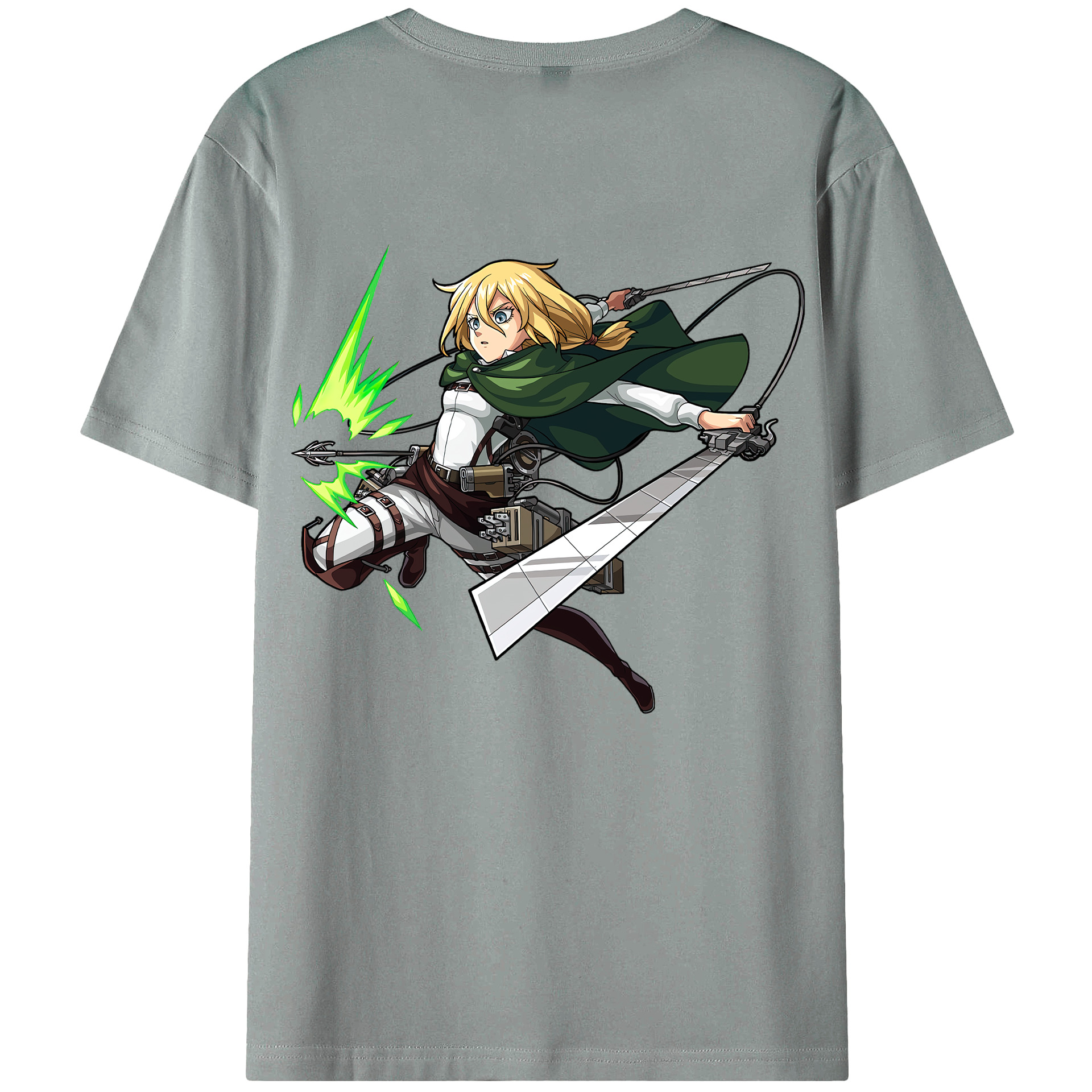 （画像用） 進撃の巨人 クリスタ·レンズ Attack on Titan Christa Lenz 綿100％ メンズ半袖Tシャツ（バックプリント） 通気性